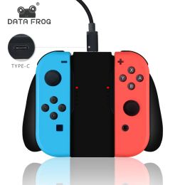 Chargers DATA FROG Grip Handle Charging Dock Station CompatibleNintendo Switch OLED Joy Pad Handle Controller Charger Stand For Switch