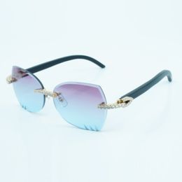 T3524017-9 trimming cutting lenses XL diamonds sunglasses, natural teal wooden temples glasses, size: 18-135mm