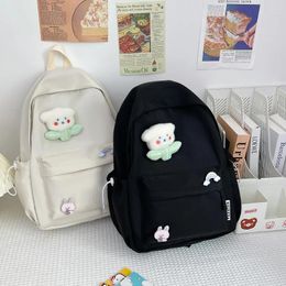 School Bags Anti-Theft Large Capacity Student Backpack Simple Fashion Rucksack Solid Colour Bookbag Nylon Cute For Girl Travel Backbag