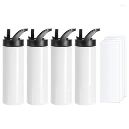 Water Bottles Sublimation Tumblers Blanks Bottle Sports White 20 OZ Skinny Straight Mugs 4Pack