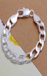 Fine 925 Sterling Silver Bracelet for Women MenFashion 925 Silver 12MM Chain 8inch Bracelet Italy 2018 New Arrival Xmas Gfit9413211