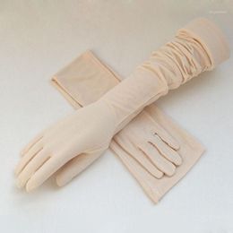 Women Summer Long Cotton Modal Sunscreen Gloves Arm Cotton Half Finger Gloves Cuff Sun Hand Protection Anti-UV Driving12326