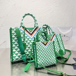 Canvas Tote Bag Triangle Shop Bags Fashion Large Totes Mini Women Handbag Genuine Leather Open Beach Bags Key High Quality Capacit3445