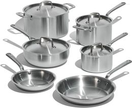 Cookware Sets 10 Piece Stainless Steel Pot And Pan Set - 5 Ply Clad Includes Frying Pans Saucepans