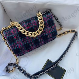 22K 19 Series Purple Woollen WOC Designer Bag Vintage Hardware Chain Handle Crossbody Shoulder Strap Wallets Designer Fall Winter M289b