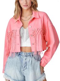 Women's Vests Women S Oversized Denim Jacket Vintage Washed Distressed Jean Coat With Fringed Hem And Long Sleeves