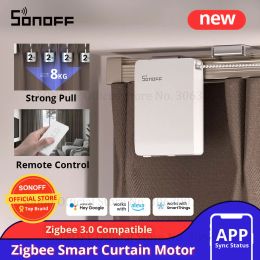 Control SONOFF ZBCurtain Zigbee Smart Curtain Motor Type C Electric Curtain Motors eWeLink App Remote Control Smart Home Solar Panel