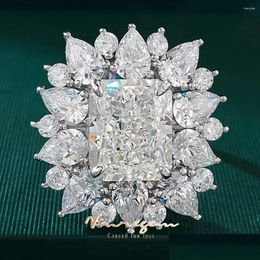 Cluster Rings Vinregem 9 11 Mm Lab Created Sapphire Gemstone 925 Sterling Sier Sparkling Ring For Women Wedding Engagement Bridal Dr Otv4D