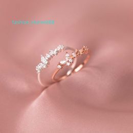 CZ Butterfly Shape Rose Gold Plated Adjustable Open 925 Sterling Silver Finger Ring Fine Jewellery for Women Girls