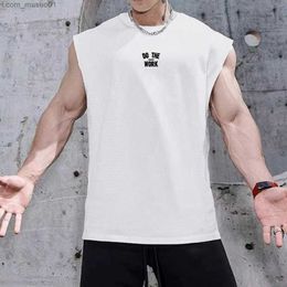 Men's Tank Tops Mens Summer Quickly-dry Tank Top Breathable Casual Loose Fitness Sports Sleeveless Shirt Bodybuilding Printed UndershirtL2402