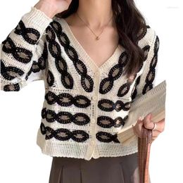 Women's Knits Trendy Embroidered Knit Cardigan Button Up Tops Coat For Fashion Forward Ladies