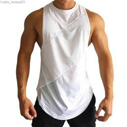 Men's Tank Tops NEW Bodybuilding Sporty Tank Tops Men Gym Fitness Workout Sleeveless Shirt Male Stringer Singlets Summer Casual Loose UndershirtL2402