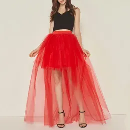 Skirts Girl Tulle Skirt Elegant High Waist For Women Solid Colour Party Lightweight Front Short Back Long Soft