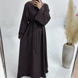 Ethnic Clothing Muslim Dress Women Loose Tiered Sleeves Dubai Abaya Elegant Islamic Turkey Hijab Robe Modest Ramadan Eid (No Scarf)