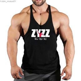 Men's Tank Tops Gym Sleeveless Shirt Men Bodybuilding Tank Tops Fitness Workout Cotton Print Singlet Stringer Undershirt Male Casual Summer VestL2402