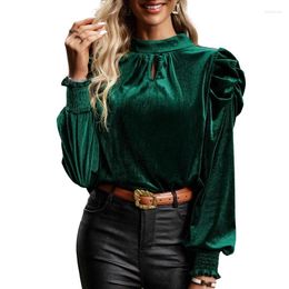 Women's Blouses Autumn Long Sleeve Top Pull Up Your Shirt Velvet Puff