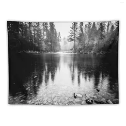 Tapestries Forest Reflection Lake - Black And White Nature Water Tapestry Cute Room Decor Bedroom