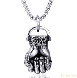 Punk Rock Style Stainless Steel Power Fist Pendant NecklaceHip Hop Jewellery for Men8152773