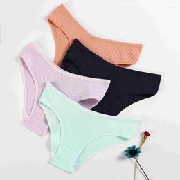 Women's Panties 3/1pc Ribbed Cotton Briefs Women Solid Underwear Female Sexy Sports Bikini Underpant Soft Breathable Lingeries
