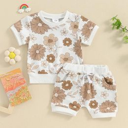 Clothing Sets Toddler Girl Summer Outfits 2Pcs Born Baby Clothes Floral Print Short Sleeve T-Shirt And Shorts Set For Infant