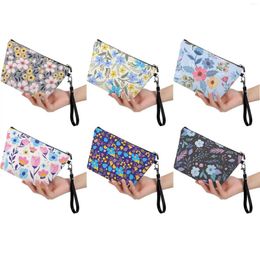 Cosmetic Bags Vintage Flower Small Bag For Women Makeup Gift Her Faux Leather Waterproof