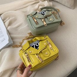 Evening Bags Oil Leather Jacket Small Suit Bag 2021 Spring And Summer Woman Chain Shoulder Designer Fashion Messenger309i