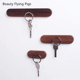 Wood Key Holder Wall Key Storage Organiser Weak Magnetic Key Rack Hanger Key Ring Hooks Clerk Housekeeper on The Wall 240220