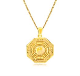 Gold Tone Tai Chi Pendant Necklace Gossip Balance Symbol Yin Yang Split Necklace Chain for Men or Women1680828