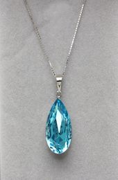 New Necklace Designs Jewellery Gift Made with rovski elements Crystal Fashion Water Drop Shape Pendants with 925 Sterling Silver Box Chain9222453