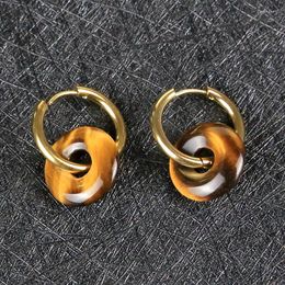 Dangle Earrings 2024 High Quality Tiger Eye Stone Pink Quartz Safe Buckle For Women Luxury Natural Jewellery Drop