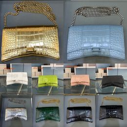 Hourglass Bags Wallet With Chain Crocodile Embossed Tote Half Moon Crossbody Bags Designer Women Hour Glass Bag Purse Mini Handbag260I