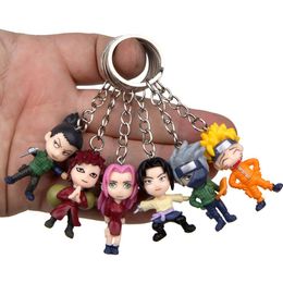 Keychain Uchiha Sasuke Kakashi Gaara Itachi Doll Figure Keyring Bag Car Key Chain Pendant Mix 24pcs/lot wholesale High Quality5364148