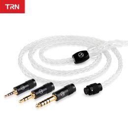 Accessories TRN T3 PRO 8 core silver cable Upgrade Earphone Cable 3.5/2.5/4.4mm MMCX/2Pin Connector For TRN V90 VX BAX BA15 ZSX ZAS