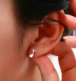 High Quality 2014 New Arrival Fashion Cute Lovely Music Note 925 Sterling Silver Stud C Earrings For Girl Women Wedding Jewelry9002405