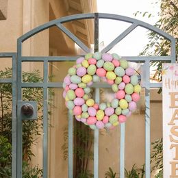 Decorative Flowers Easter Egg Wreath With Colourful Eggs Door For Home Spring Patio Porch Celebration Decor