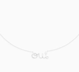 FAHMI OUI series romantic French quotouiquot necklace S925 silver plated 18k gold in French is the meaning of IDo quotI am w9539637
