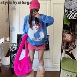 Shoulder Bags Fashion Women Pink Faux Fur Shoulder Bag Ladies Winter Soft Fluffy Crosssbody Purse Furry Tote Bag For Girls 010229O