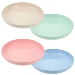 Dinnerware Sets 4 Pcs Headset Plate Child Camping Eating Utensils Microwave Fibre Round Dish