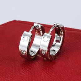 2024 silver hoop earrings Round gold earrings Titanium steel 18K rose Stud gold love earrings for woman exquisite simple fashion diamond lady earrings Jewellery gift6