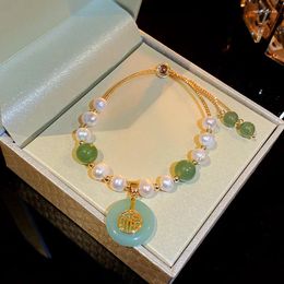 Charm Bracelets 2024 Korean Imitation Pearl Bracelet For Women Simple Versatile Green Lucky Wholesale Items Business Jewellery