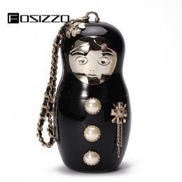 Evening Bags FOSIZZO Russian Doll Bag Acrylic Roly-Poly Purse Beads Tote Design Wedding Clutch Ladies Handbags Wallet FS51931259l