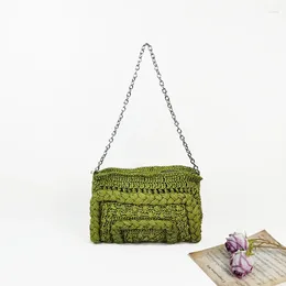 Waist Bags 2024 Soft Woven Straw Beach Bag Handmade Women Summer Bohemian Vocation Travel Envelope Casual Chain Shoulder