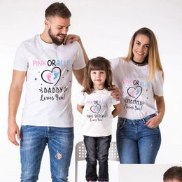 Family Matching Outfits Mother Dad Love You Clothes Pink Or Blue Letter Print Tshirts Big Brother Sister Custom 230601 Drop Delivery Dhus1