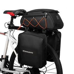 3 in 1 Bike Rack Bag Trunk Bag Waterproof Bicycle Rear Seat Bag Cooler Bag with 2 Side Hanging Bags Cycling Cargo Luggage Bag 240219