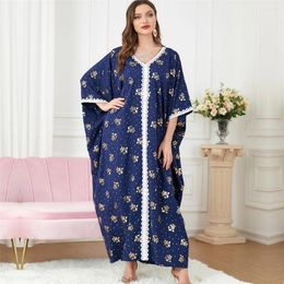 Ethnic Clothing 2024 Summer Moroccan Kaftan Women Loose Maxi Dress Print Abaya Caftan Muslim Eid Ramadan Islamic Robe Gown Dubai