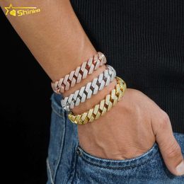 Custom 15mm Cuban Link Chain Bracelets 18k Gold Plated Silver Vvs Gra Certified Moissanite Lab Diamonds Iced Out Mens Bracelet