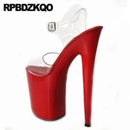 Sandals Shoes Clear Strap Heels High Women Transparent Peep Toe Pumps Plus Size Pvc Fetish Large Gothic Red Stiletto Platform