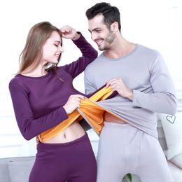 Men's Thermal Underwear Warm Pyjamas Plus Velvet Thick Size Winter Lovers Women Seamless Pant And Top Suit