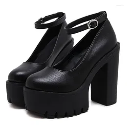 Dress Shoes Spring Autumn Casual High-heeled Sexy Ruslana Korshunova Thick Heels Platform Pumps Black White Size Women