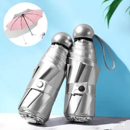 Umbrellas Titanium Sier Mini COOL Folding Umbrella for Women 6/8-bone 5 Fold Sunny and Rainy Paraguas Mujer Sombrillas